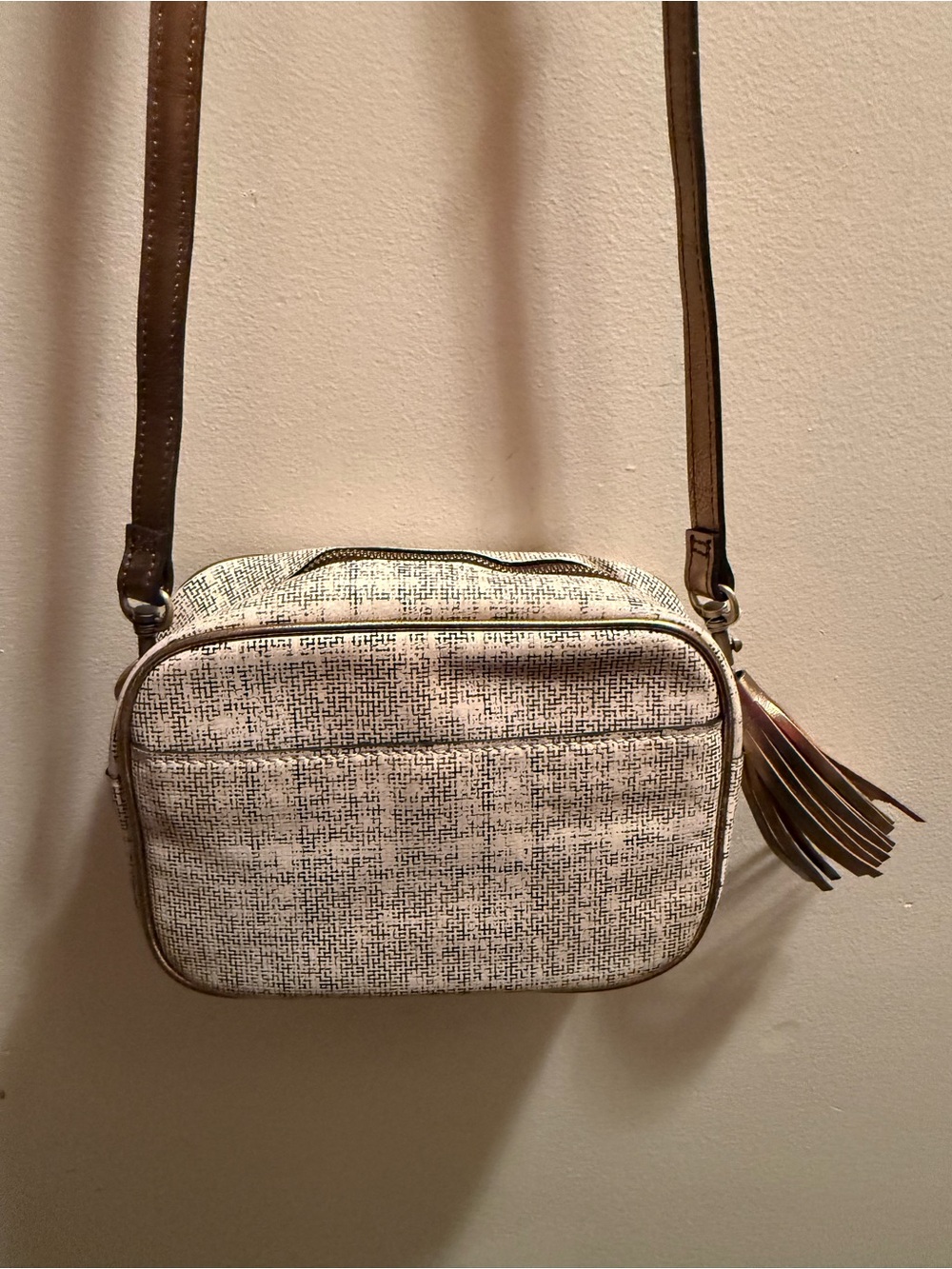 Patricia Nash Leather Josie Camera Crossbody Herringbone bag NWOT